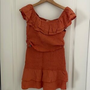 Orange Ruffled 2 piece skirt set